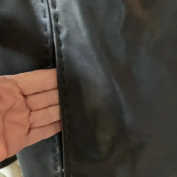 Vintage Soft Black Leather Flared Jacket Sz Small - Picture 3 of 8